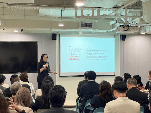 Business owners attending a BNI Singapore networking session where TMR Media founder Jusmin Tan shared entrepreneurship and digital marketing insights.