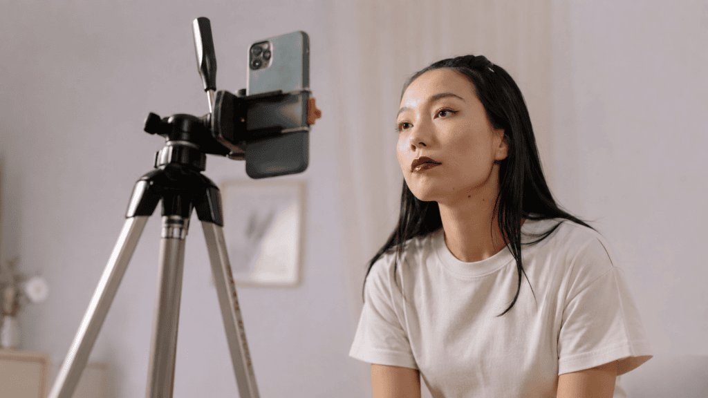 Influencer filming authentic social media content for a brand collaboration in Singapore