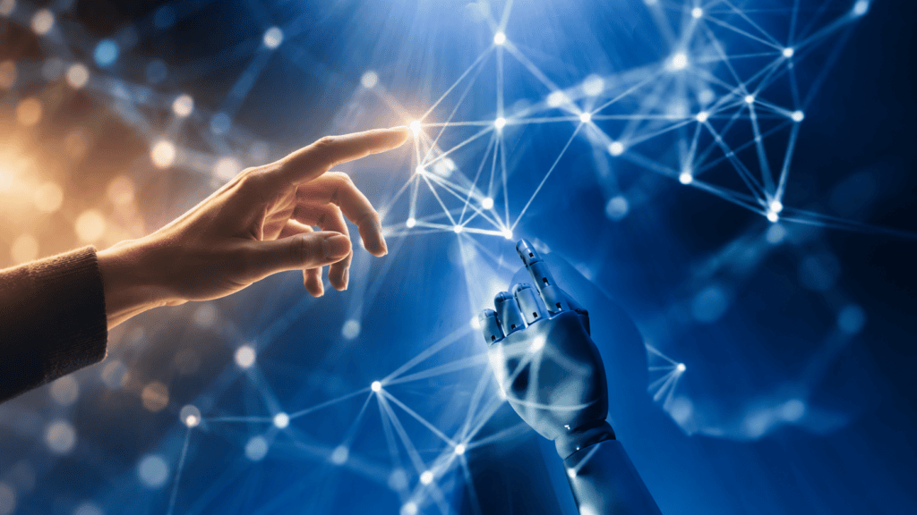 Human and artificial intelligence working together on AI-generated content