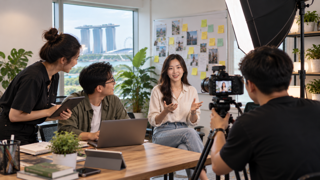 Singapore marketing team creating authentic branded social media content