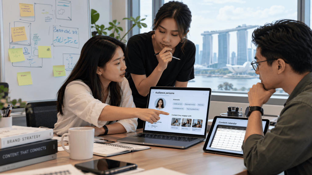 Singapore marketing team choosing social media platforms based on audience and business goals