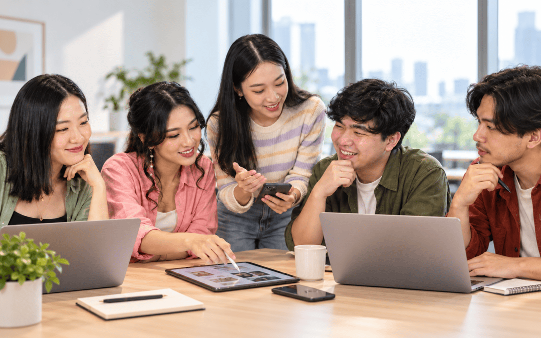 Singapore marketing agency team collaborating in a creative office